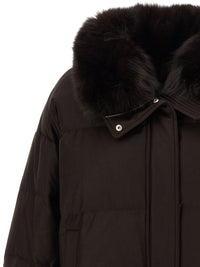 Yves Salomon Women Flannel Down Jacket With Mittens