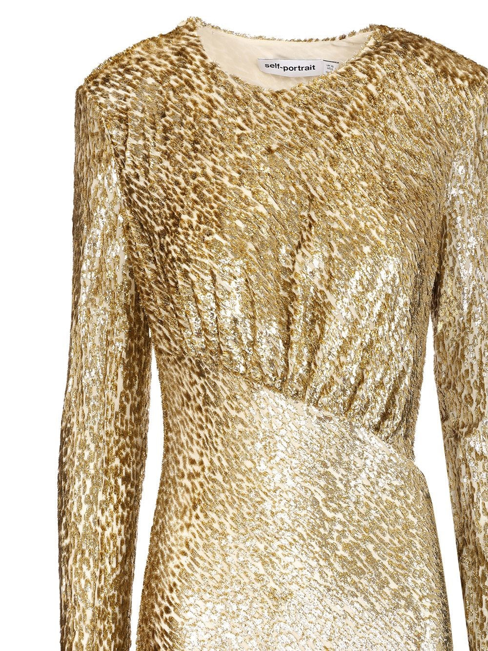 Self-Portrait Women Long Dress In Gold Thread