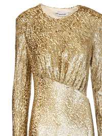 Self-Portrait Women Long Dress In Gold Thread