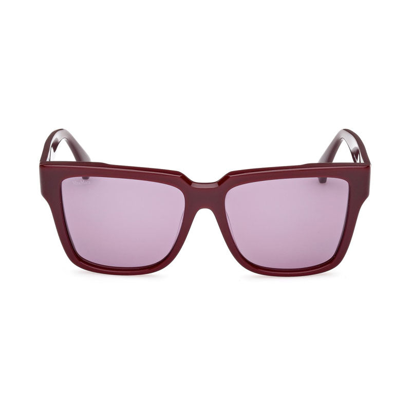 Max Mara Max Mara Sunglasses Square Full Rim, Shiny Bordeaux Frame and Violet Lens MM007869Y