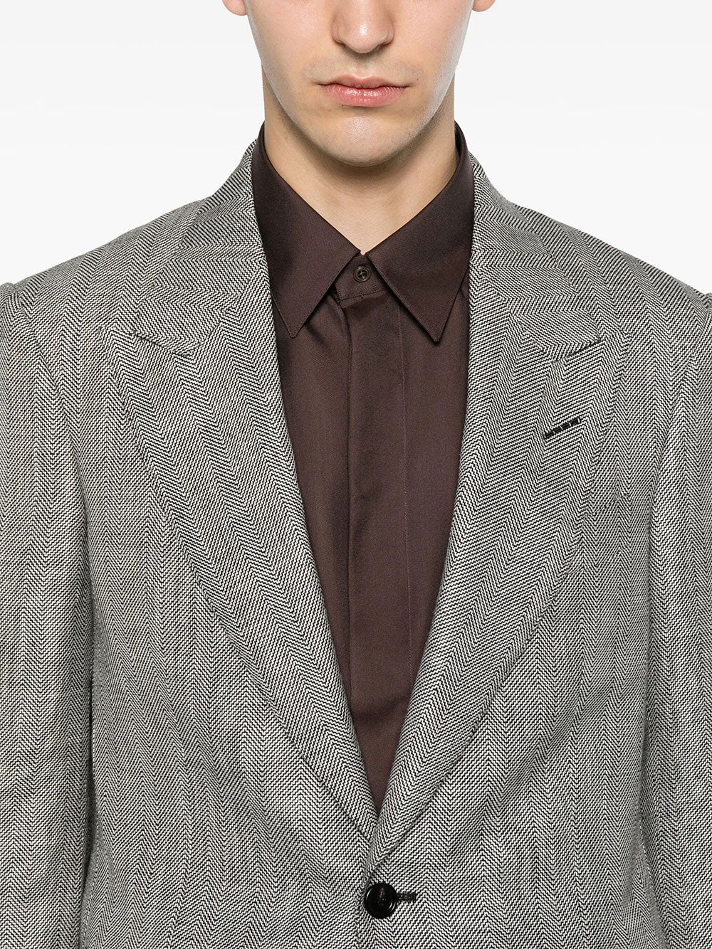 Tom Ford Men Herringbone-Pattern Wool Blend Blazer