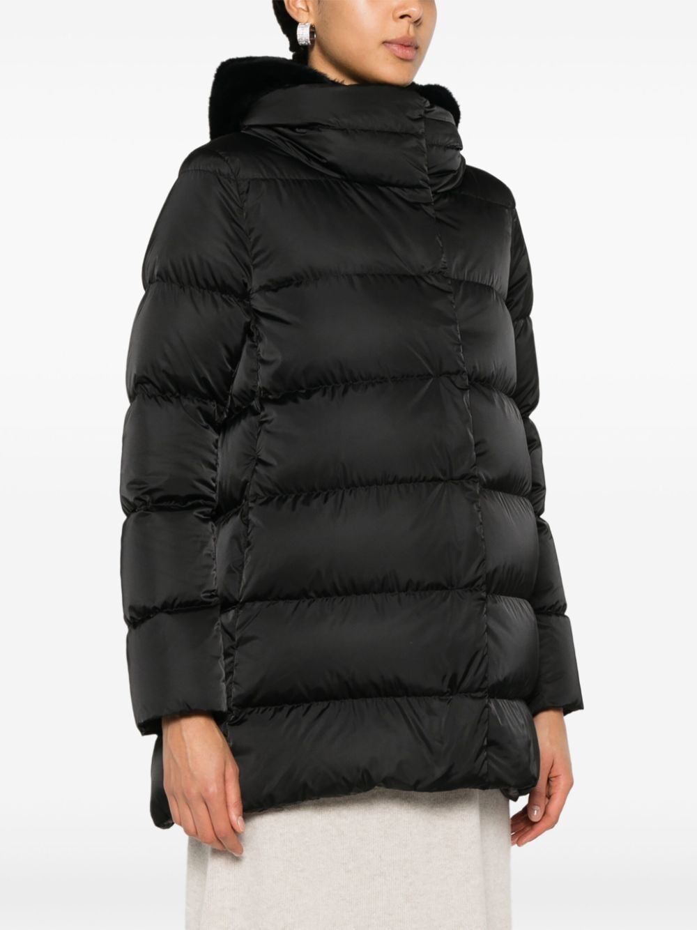 Herno Women Piumino A-Shape In Raso E Lady Alternative Fur
