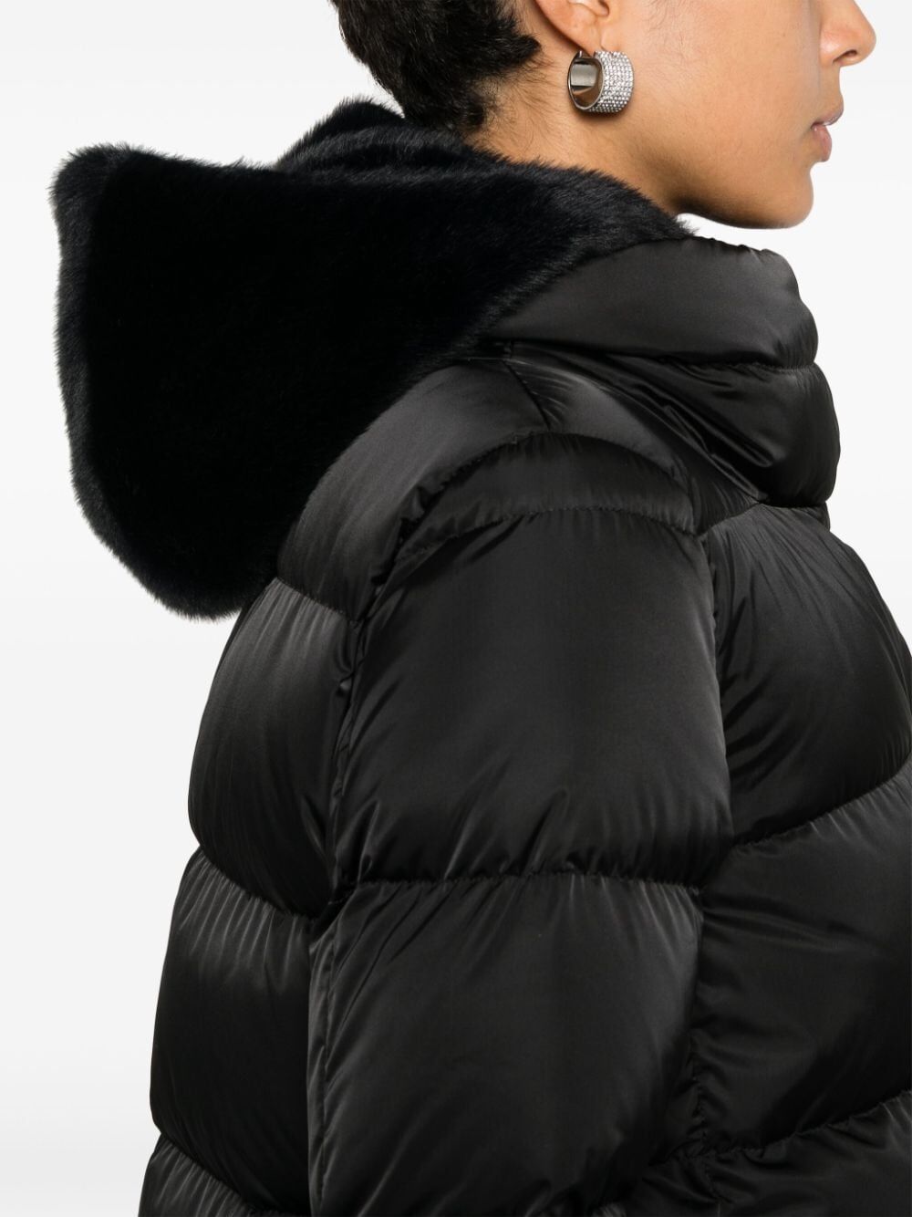 Herno Women Piumino A-Shape In Raso E Lady Alternative Fur