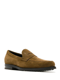 Tod's Men Suede Penny Loafers With Pebbled Rubber Outsole