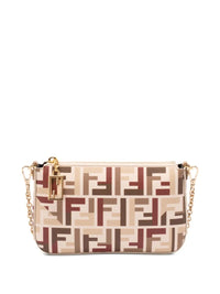 Fendi Women Ff Fabric Baguette Pouch With Chain