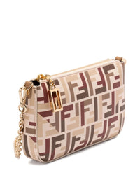 Fendi Women Ff Fabric Baguette Pouch With Chain