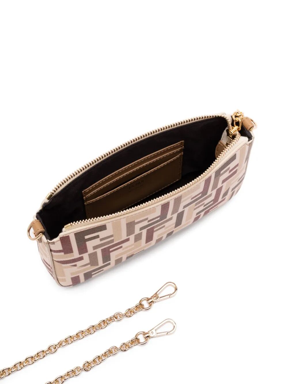 Fendi Women Ff Fabric Baguette Pouch With Chain