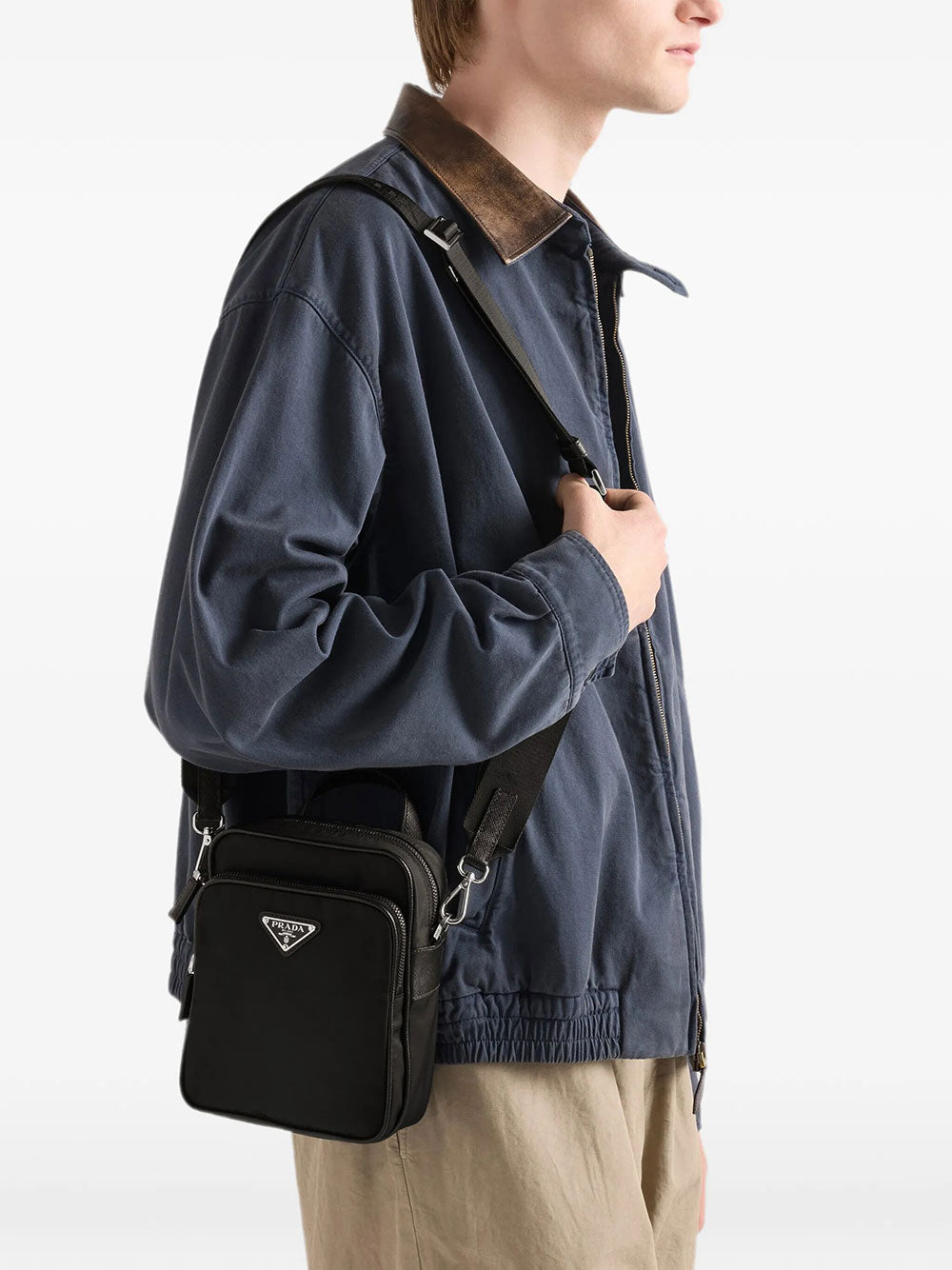 PRADA Prada Men Borsa A Tracolla In Re-Nylon E Saffiano
