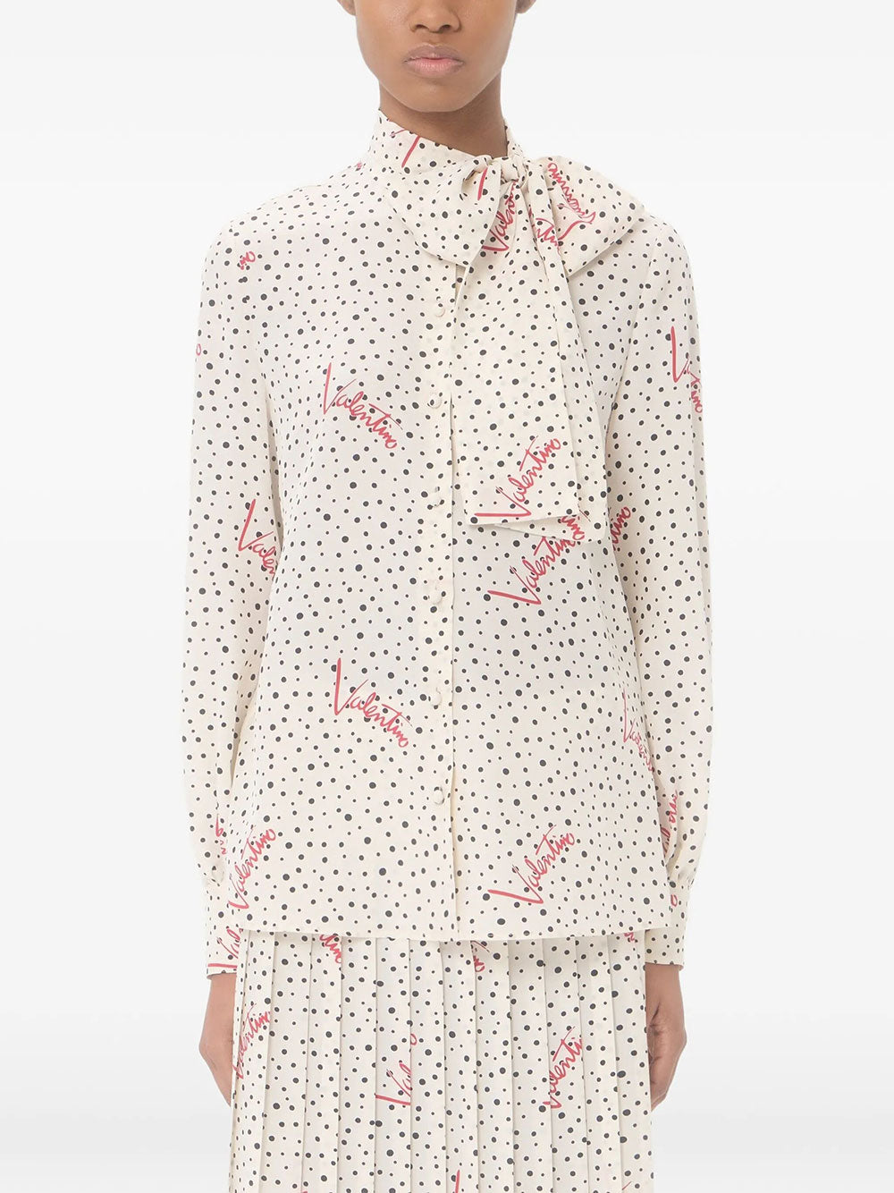 Valentino Garavani Women Camicia In Crepe De Chine Bollicine Plusdepois