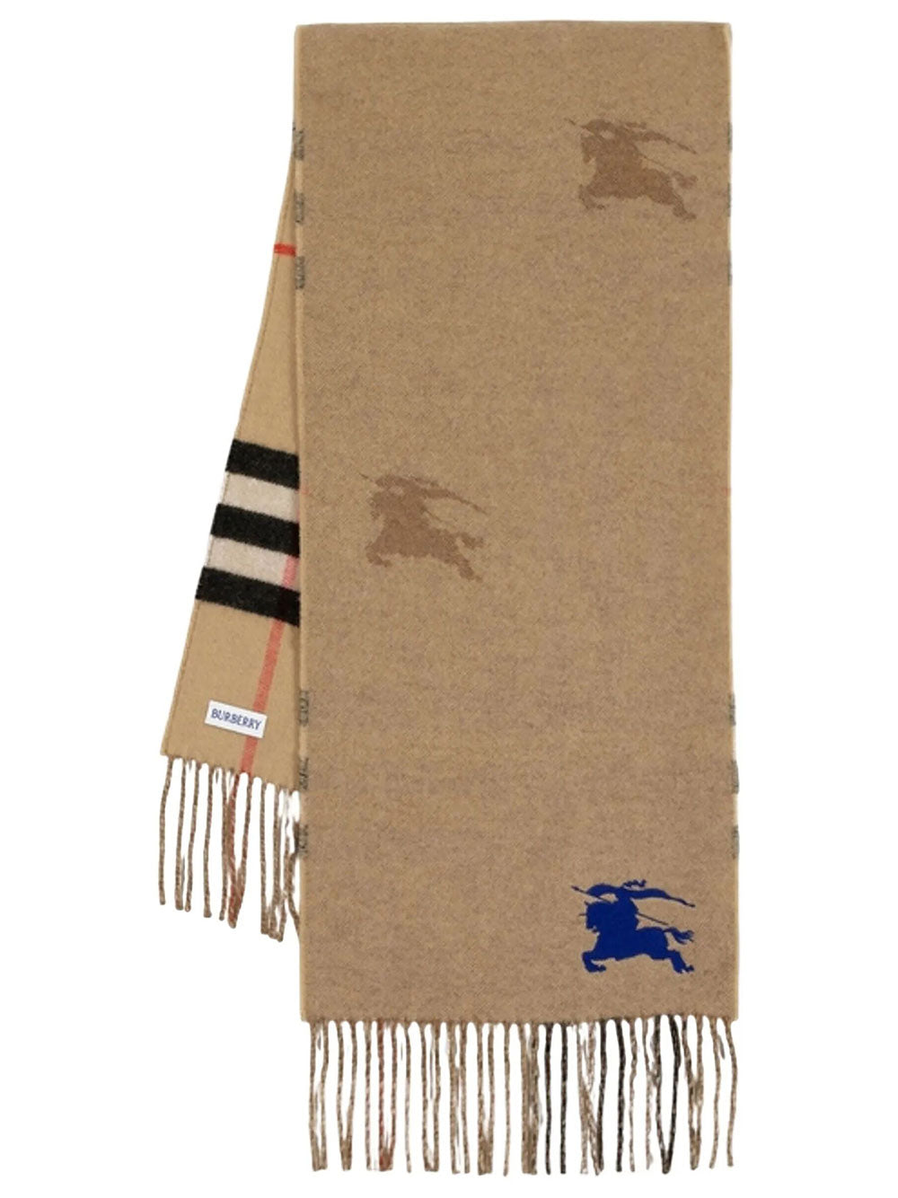 BURBERRY LONDON ENGLAND Sciarpa Reversibile In Cashmere Check Con Cavaliere Women
