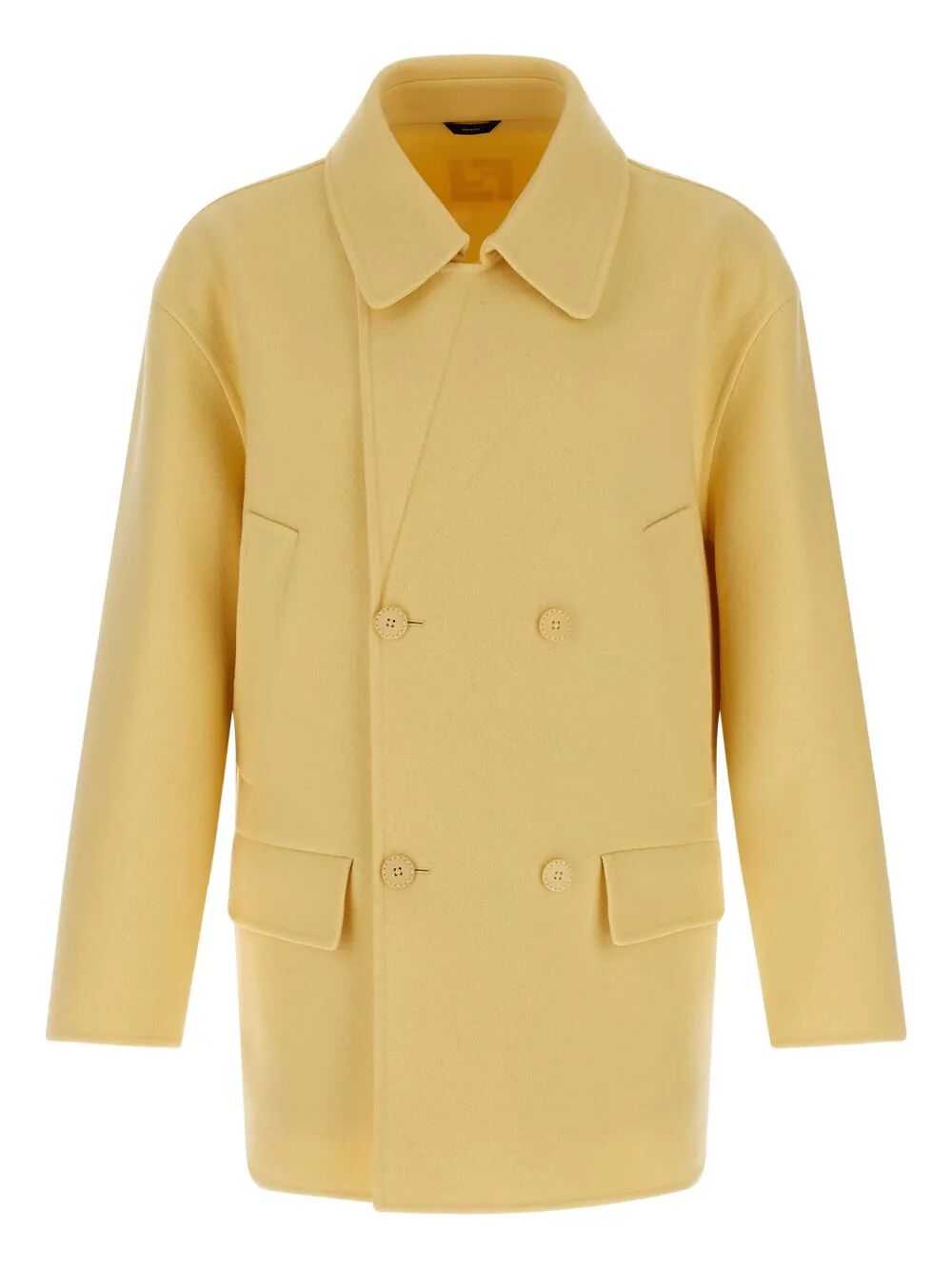 Fendi Men Wool Double-Breasted Pea Coat