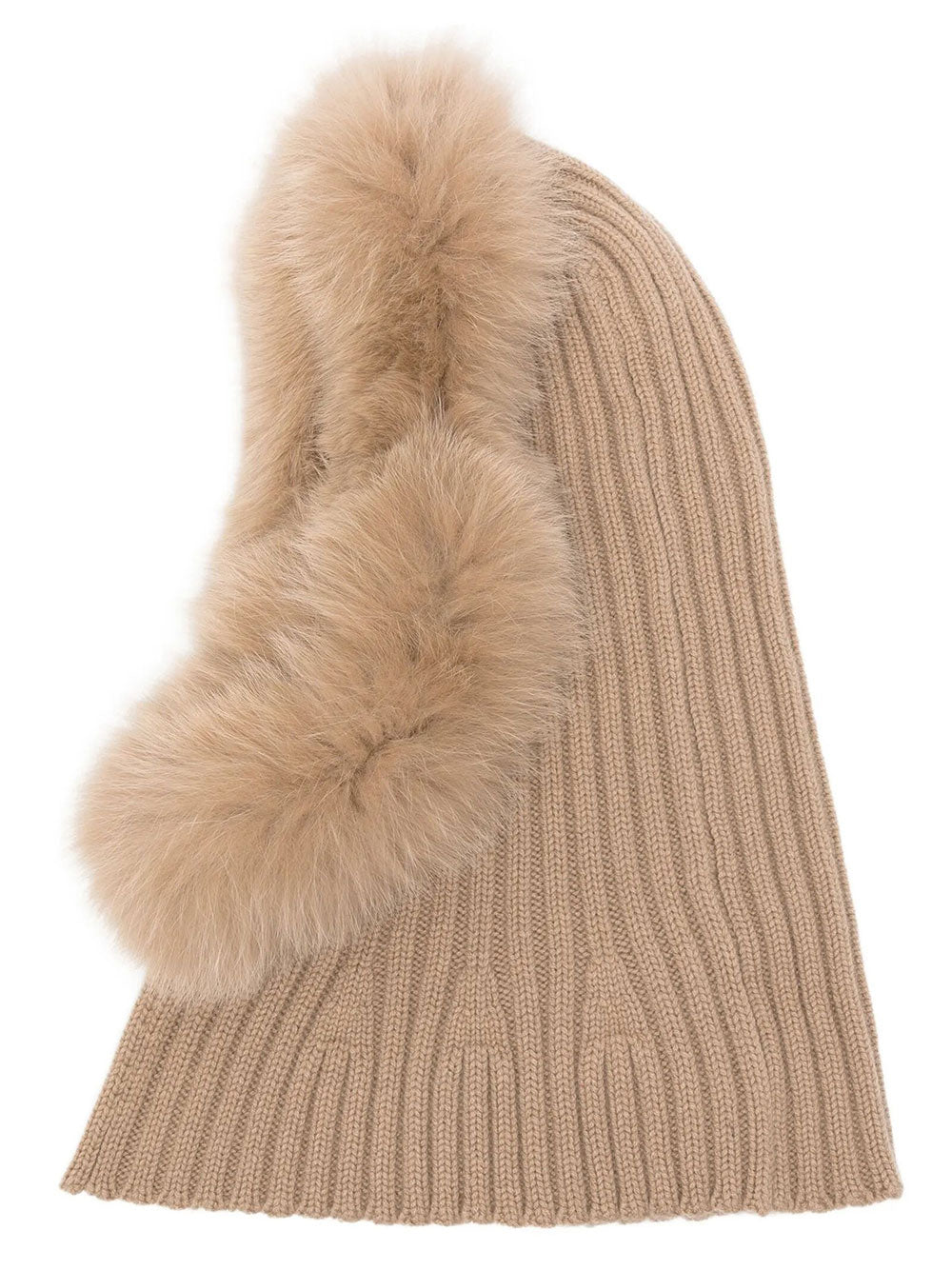 YVES SALOMON Yves Salomon Women Passamontagna In Lana E Cashmere A Coste Con Rifinitura In Pelliccia