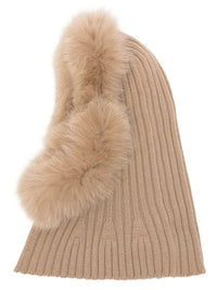 YVES SALOMON Yves Salomon Women Passamontagna In Lana E Cashmere A Coste Con Rifinitura In Pelliccia