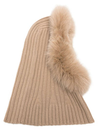 YVES SALOMON Yves Salomon Women Passamontagna In Lana E Cashmere A Coste Con Rifinitura In Pelliccia