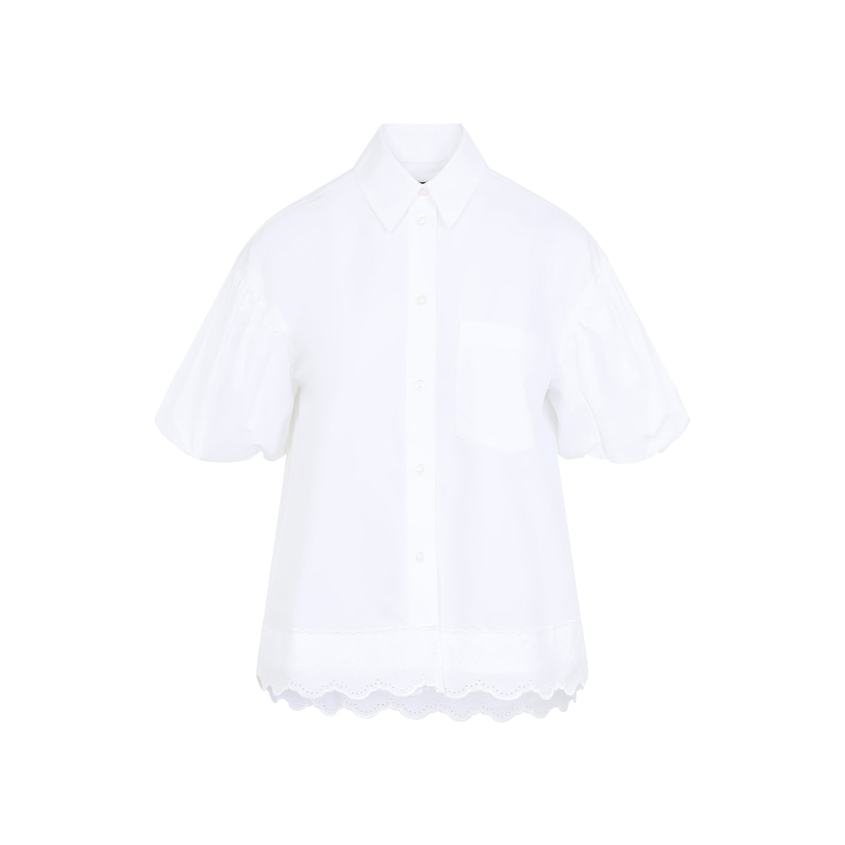 SIMONE ROCHA Simone Rocha Cropped Puff Sleeve Lace T-Shirt Women