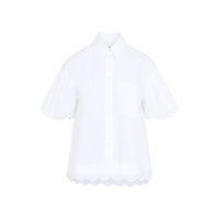 SIMONE ROCHA Simone Rocha Cropped Puff Sleeve Lace T-Shirt Women