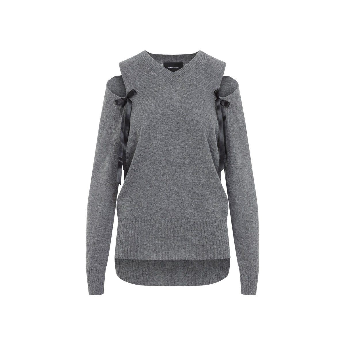 SIMONE ROCHA Simone Rocha Relaxed Cashmere Slash V-Neck Jumper W/Bow Women