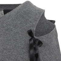 SIMONE ROCHA Simone Rocha Relaxed Cashmere Slash V-Neck Jumper W/Bow Women
