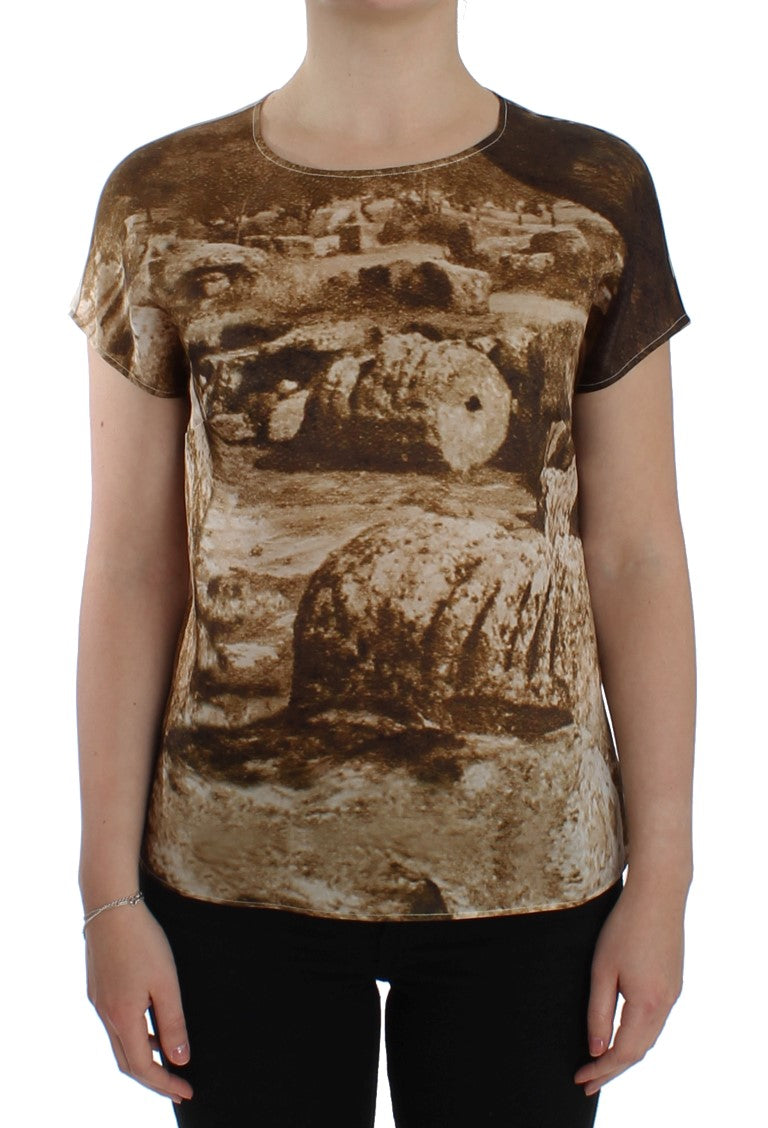 Dolce & Gabbana Enchanted Sicily Taormina Print Silk Women's Blouse