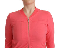 Blumarine Pink 3/4 Sleeve Zip Embellished Women's Sweater