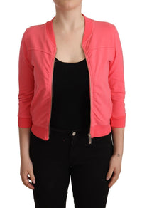 Blumarine Pink 3/4 Sleeve Zip Embellished Women's Sweater