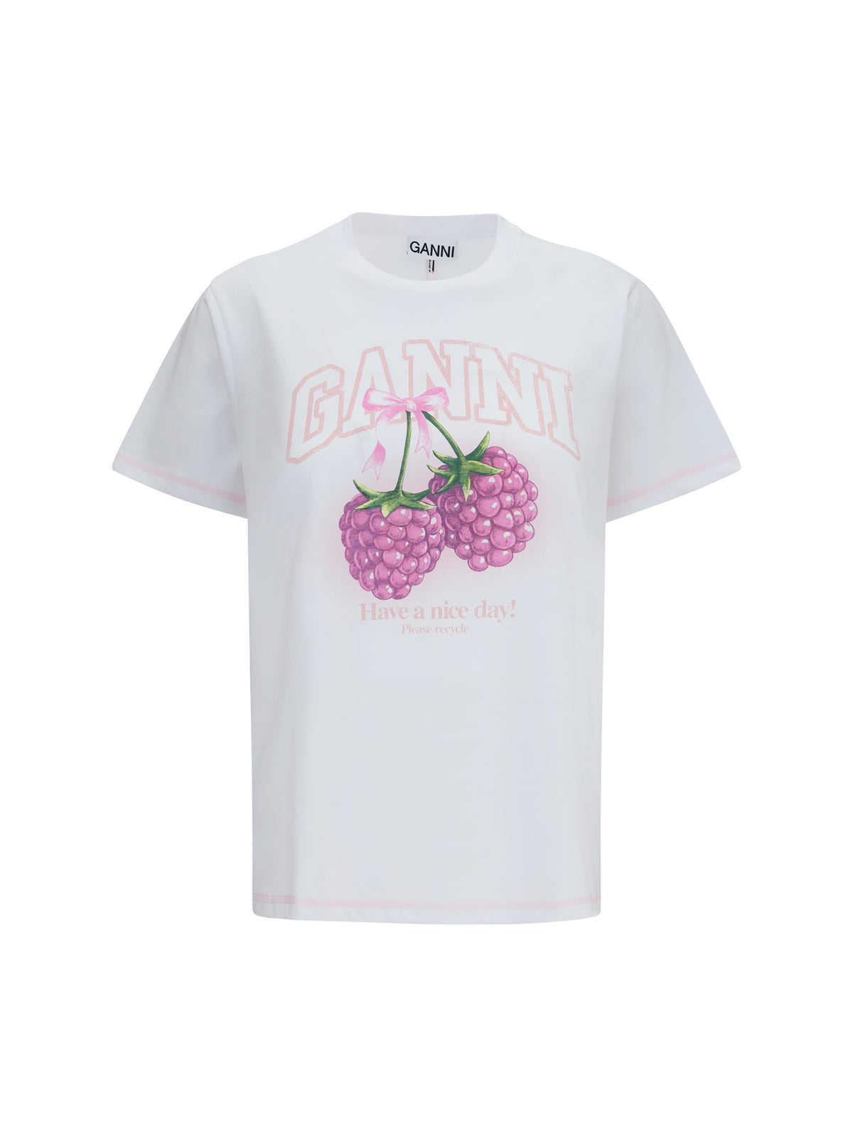 Ganni Women Cotton Raspberry T-Shirt