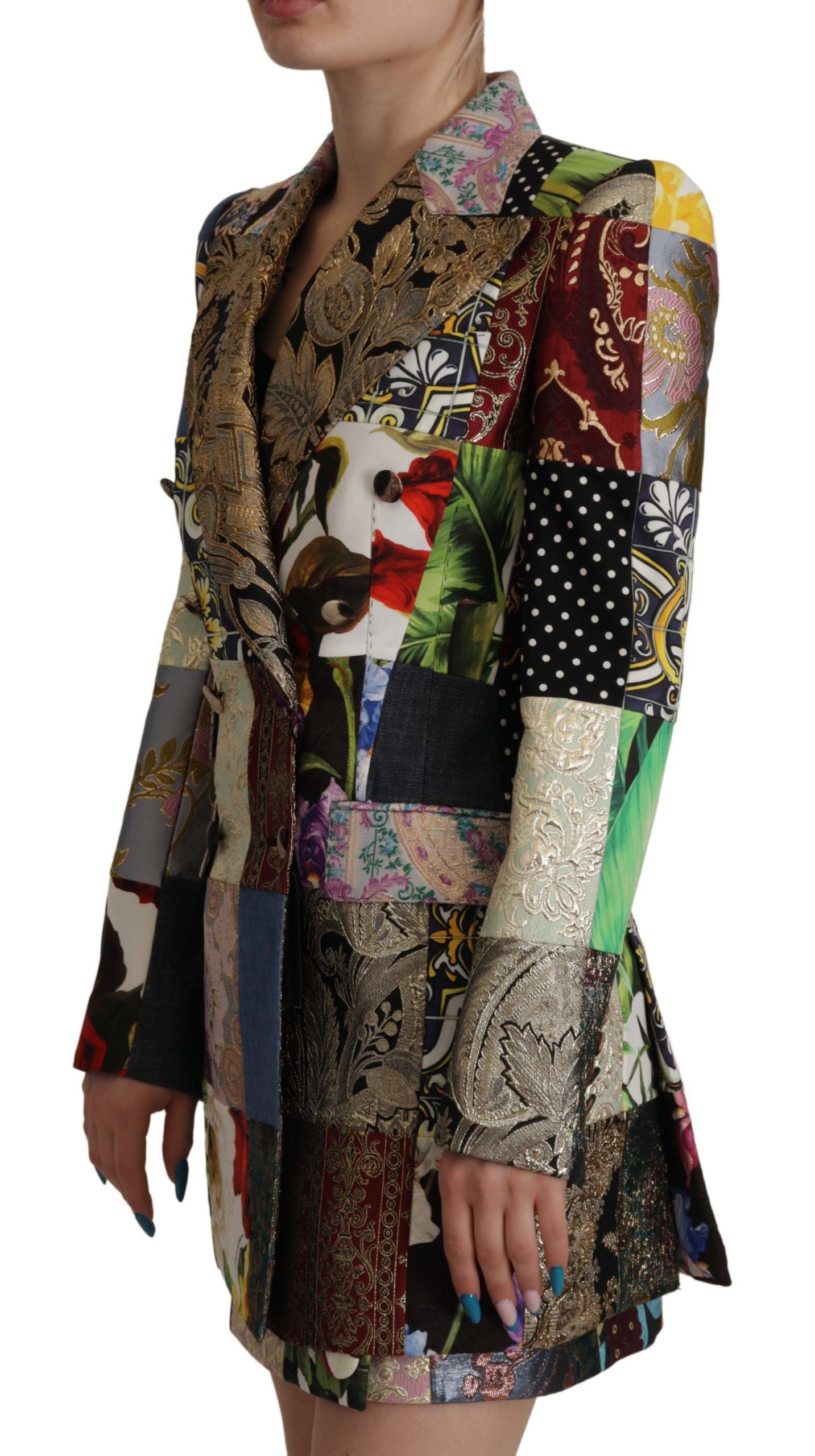 Dolce & Gabbana Dolce & Gabbana Multicolor Double-Breasted Patchwork Jacquard Blazer Women's Jacket