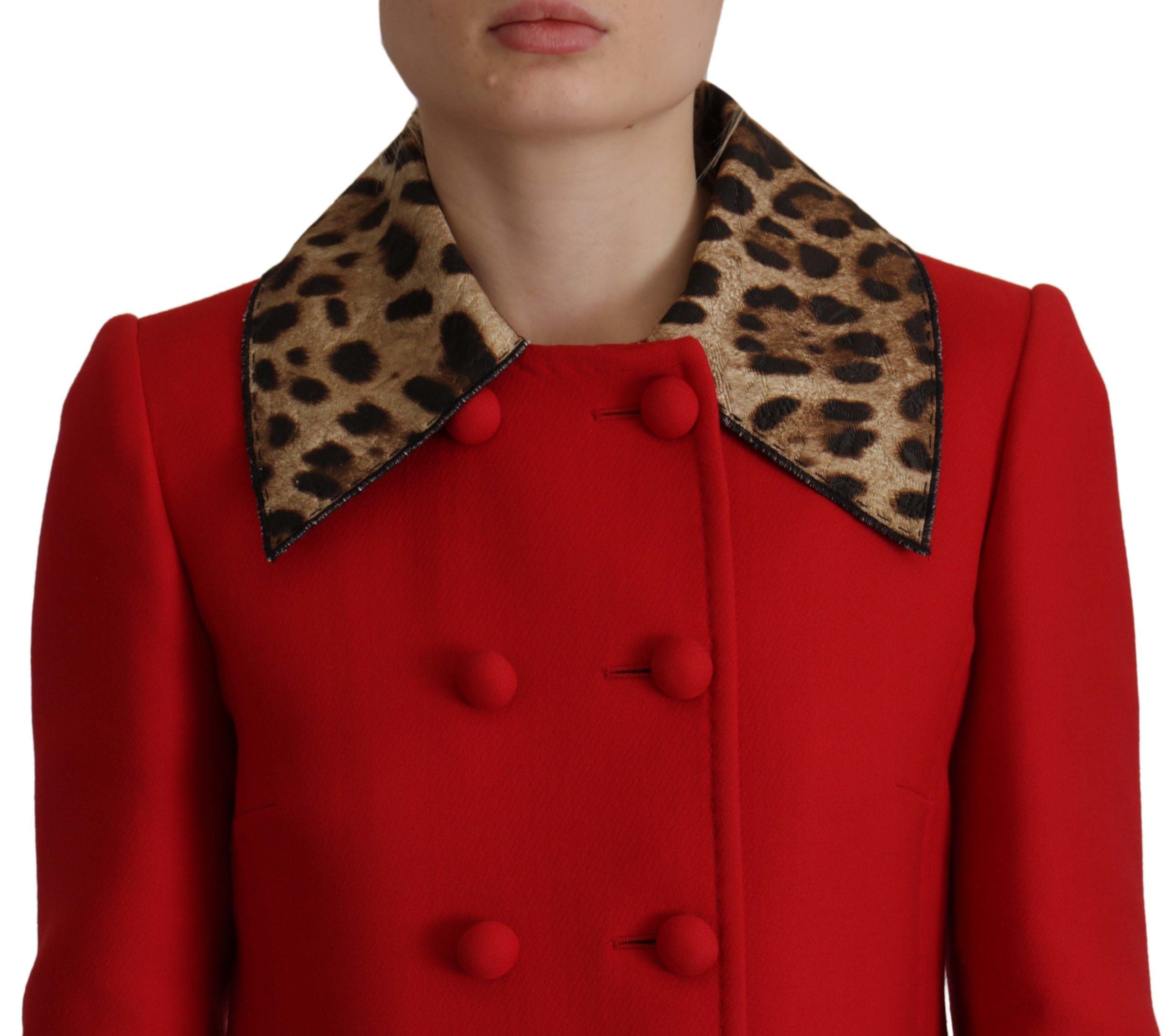 Dolce & Gabbana Dolce & Gabbana Red Leopard Wool Trenchcoat Women's Jacket