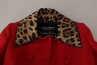 Dolce & Gabbana Dolce & Gabbana Red Leopard Wool Trenchcoat Women's Jacket