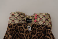 Dolce & Gabbana Brown Leopard Gold Jacquard High Waist Women's Pants