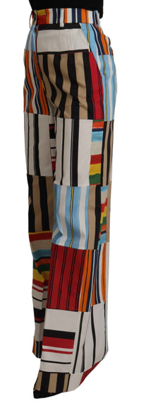 Dolce & Gabbana Multicolor Striped High Waist Cotton Women's Pants