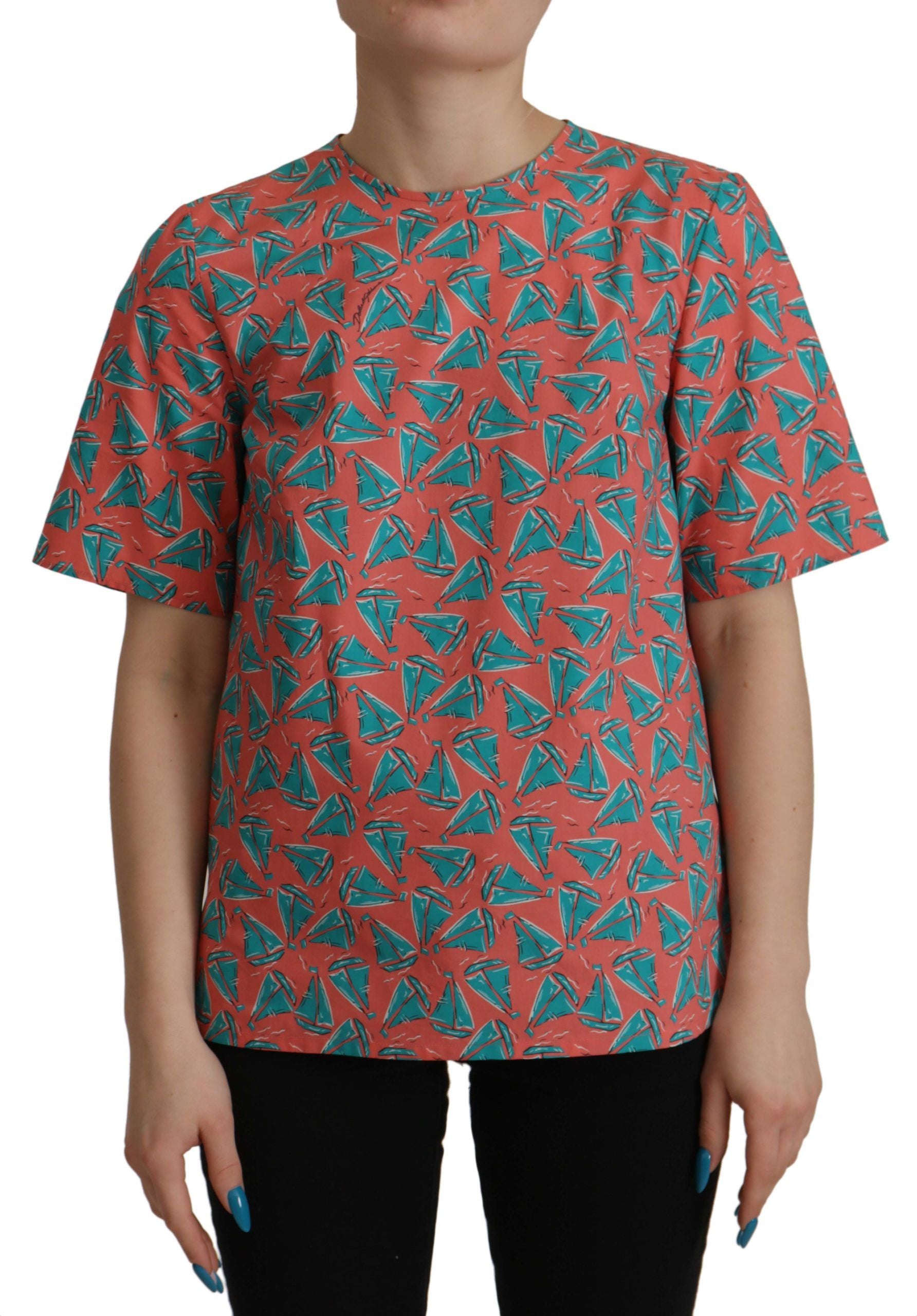 Dolce & Gabbana Pink Sail Boat Print Cotton Women's T-shirt