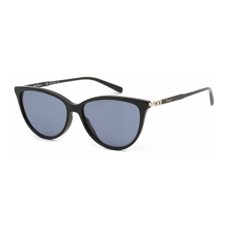 Salvatore Ferragamo Salvatore Ferragamo Sunglasses Cat Eye Full Rim, Black Frame and Blue Lens SF2870S001