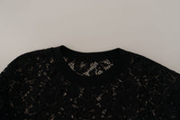 Dolce & Gabbana Black Floral Lace Pullover Sicily Women's Blouse