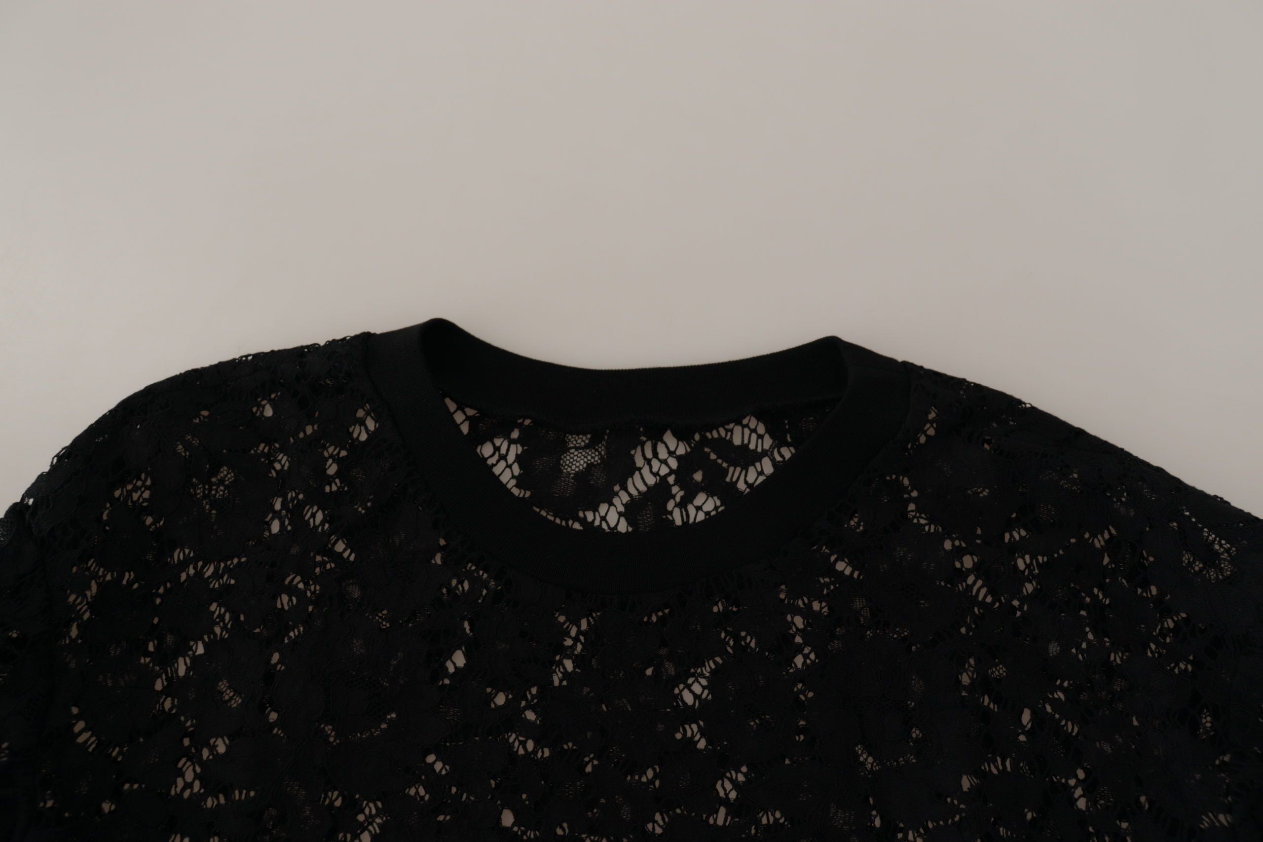 Dolce & Gabbana Black Floral Lace Pullover Sicily Women's Blouse