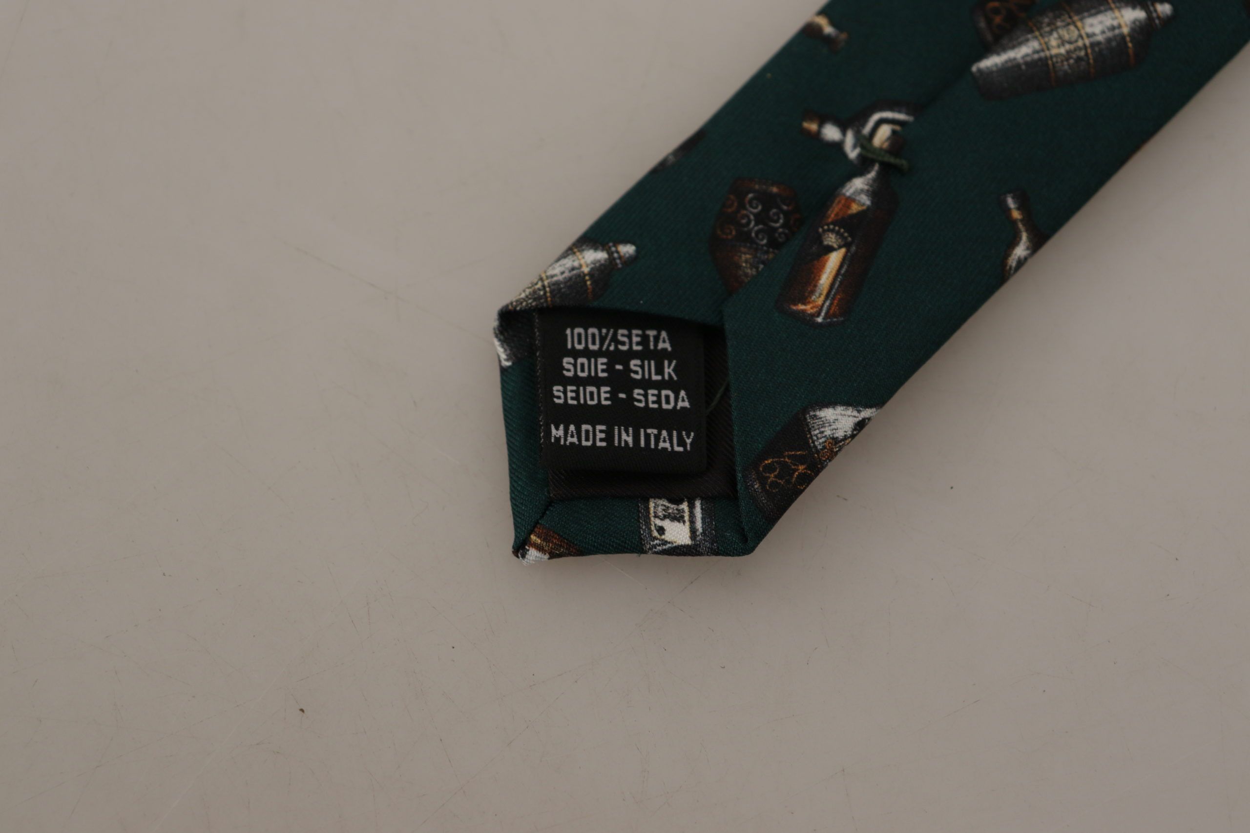 Dolce & Gabbana Dolce & Gabbana Black Bottle Fantasy Print Silk Adjustable Accessory Men's Tie