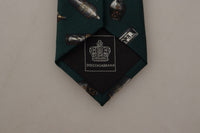 Dolce & Gabbana Dolce & Gabbana Black Bottle Fantasy Print Silk Adjustable Accessory Men's Tie