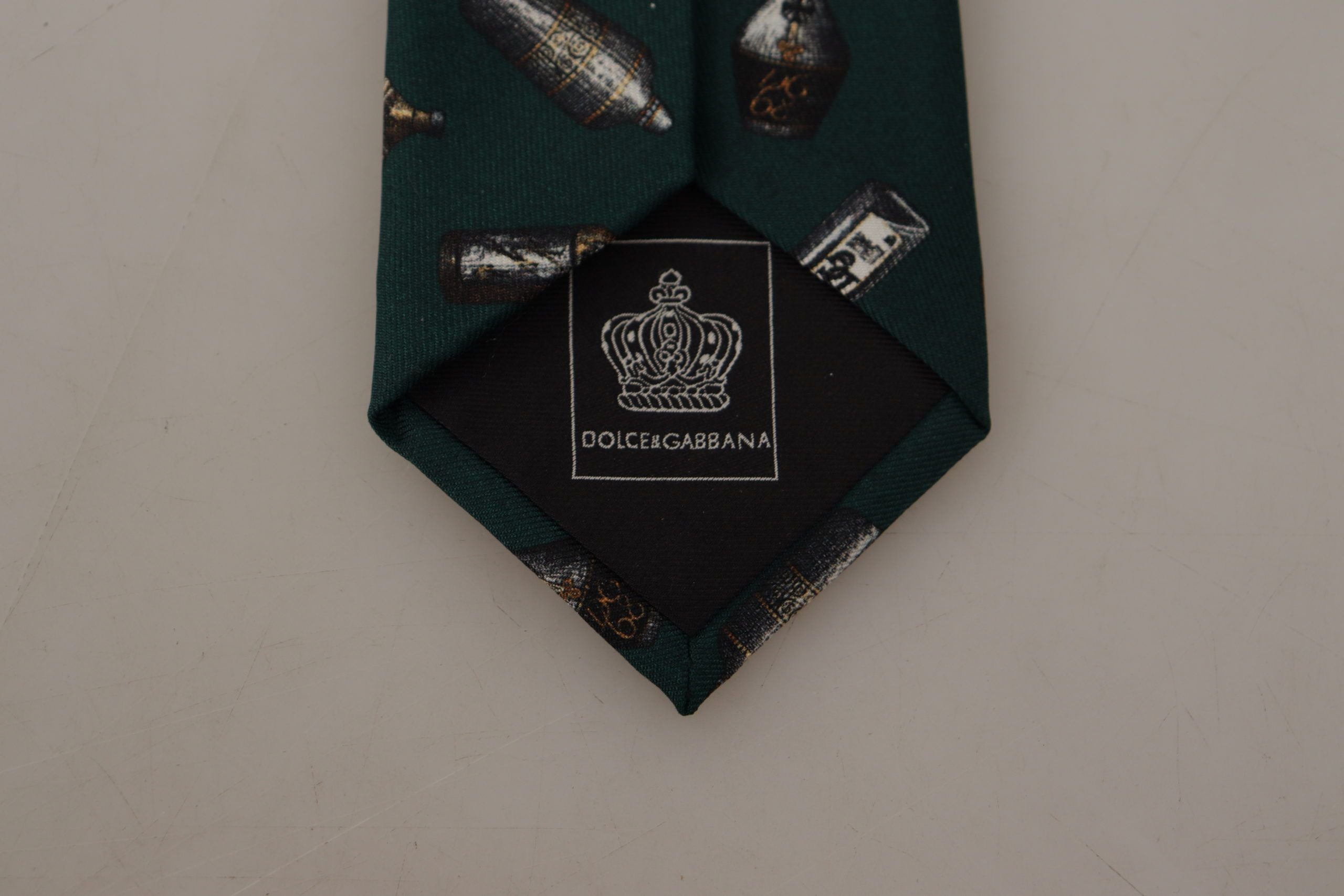 Dolce & Gabbana Dolce & Gabbana Black Bottle Fantasy Print Silk Adjustable Accessory Men's Tie
