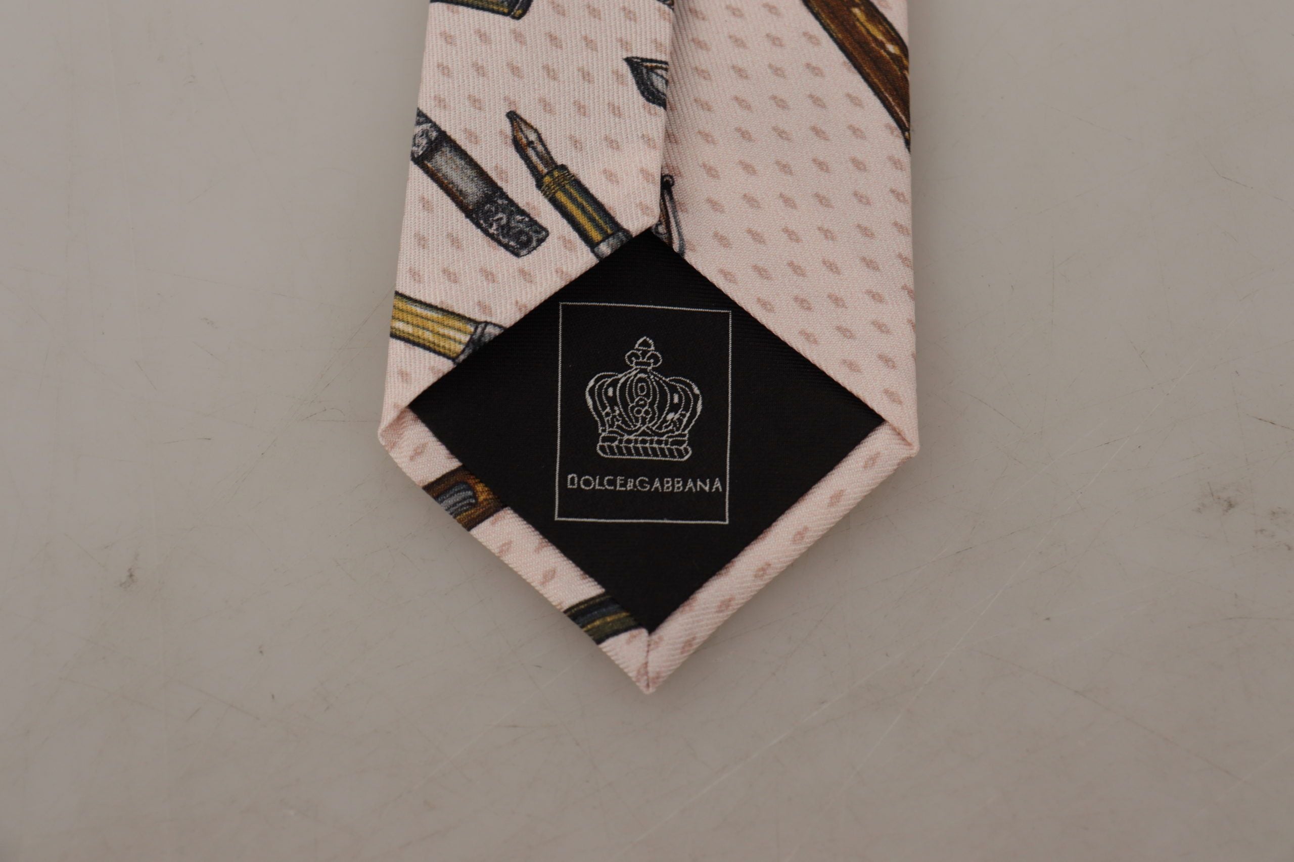 Dolce & Gabbana Dolce & Gabbana Pink Pen Dots Print 100% Silk Adjustable Neck Accessory Men's Tie