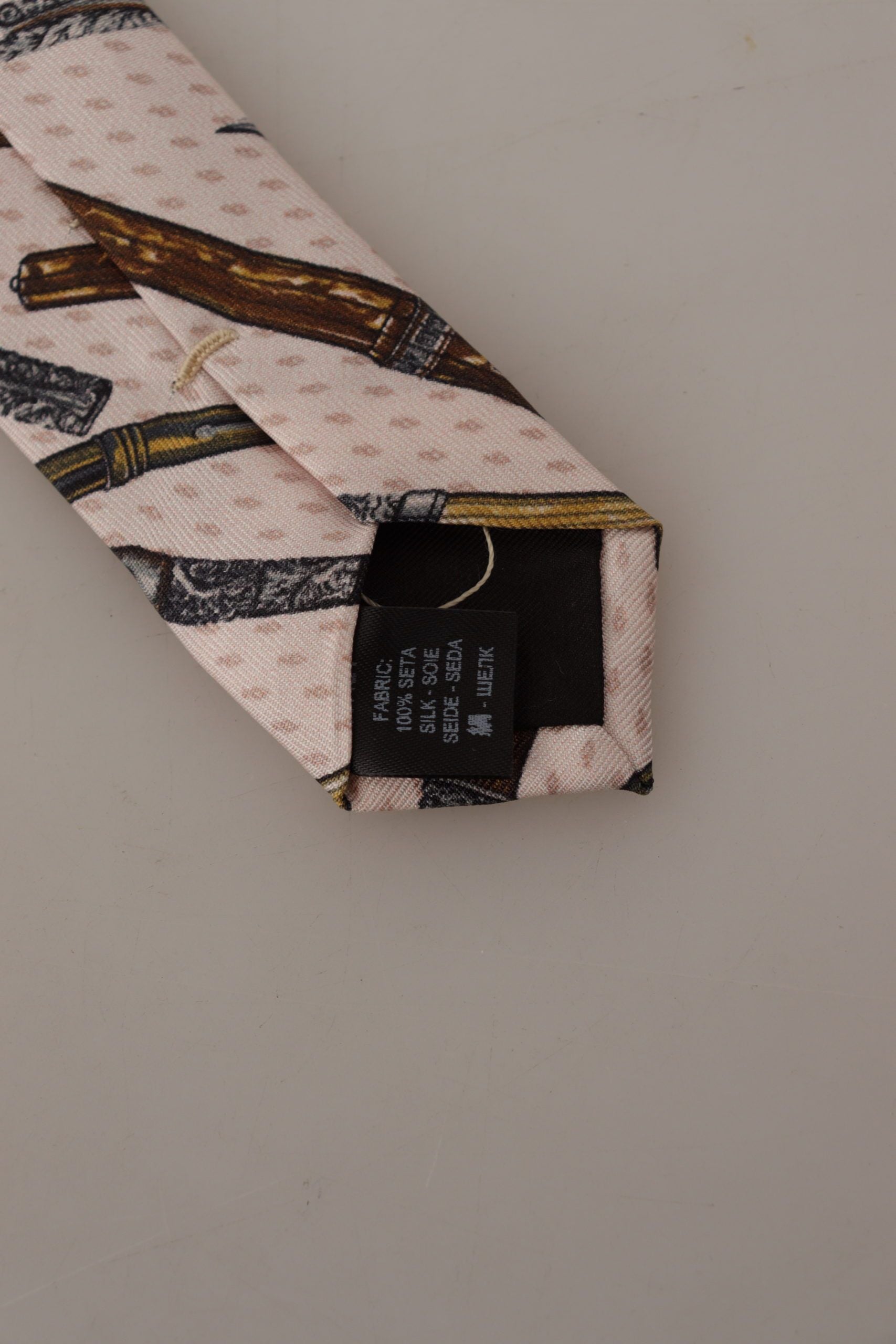 Dolce & Gabbana Dolce & Gabbana Pink Pen Dots Print 100% Silk Adjustable Neck Accessory Men's Tie