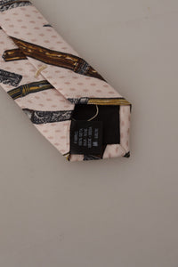 Dolce & Gabbana Dolce & Gabbana Pink Pen Dots Print 100% Silk Adjustable Neck Accessory Men's Tie