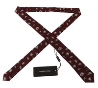 Dolce & Gabbana Dolce & Gabbana Maroon Hat Pattern 100% Silk Adjustable Accessory Men's Tie
