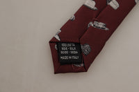Dolce & Gabbana Dolce & Gabbana Maroon Hat Pattern 100% Silk Adjustable Accessory Men's Tie