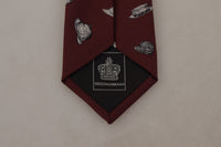 Dolce & Gabbana Dolce & Gabbana Maroon Hat Pattern 100% Silk Adjustable Accessory Men's Tie