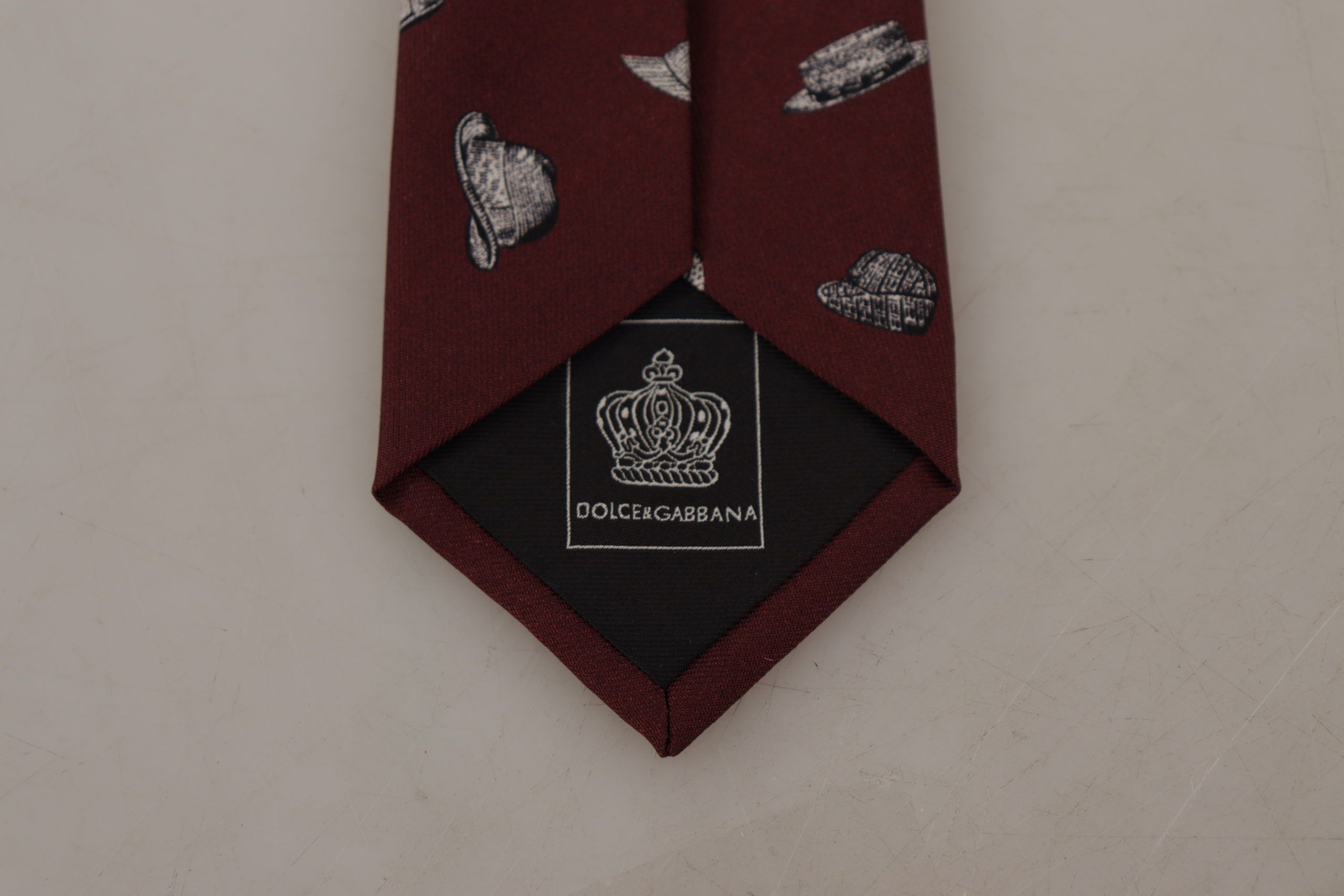 Dolce & Gabbana Dolce & Gabbana Maroon Hat Pattern 100% Silk Adjustable Accessory Men's Tie