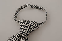 Dolce & Gabbana Dolce & Gabbana Black White Geometric 100% Silk Adjustable Accessory Men's Tie