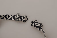 Dolce & Gabbana Dolce & Gabbana Black White Geometric 100% Silk Adjustable Accessory Men's Tie