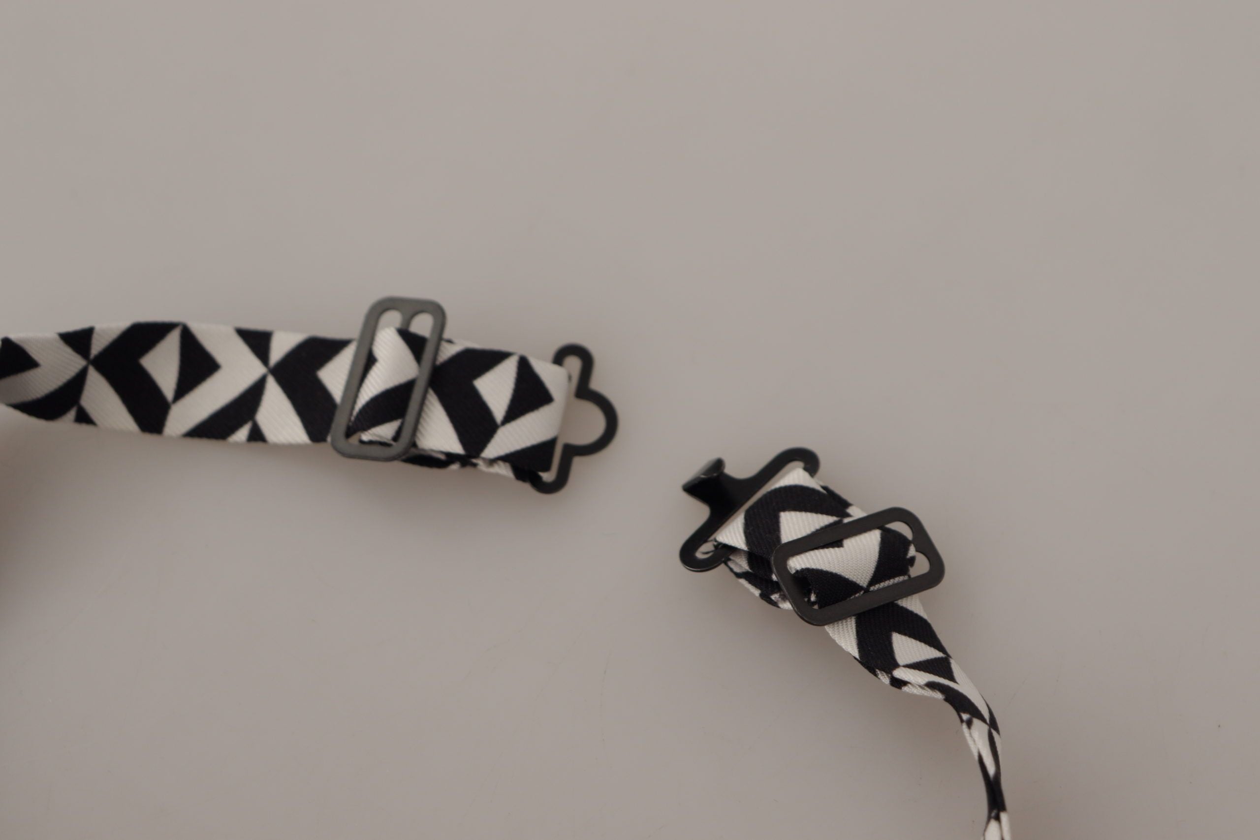 Dolce & Gabbana Dolce & Gabbana Black White Geometric 100% Silk Adjustable Accessory Men's Tie