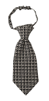 Dolce & Gabbana Dolce & Gabbana Black White Geometric 100% Silk Adjustable Accessory Men's Tie