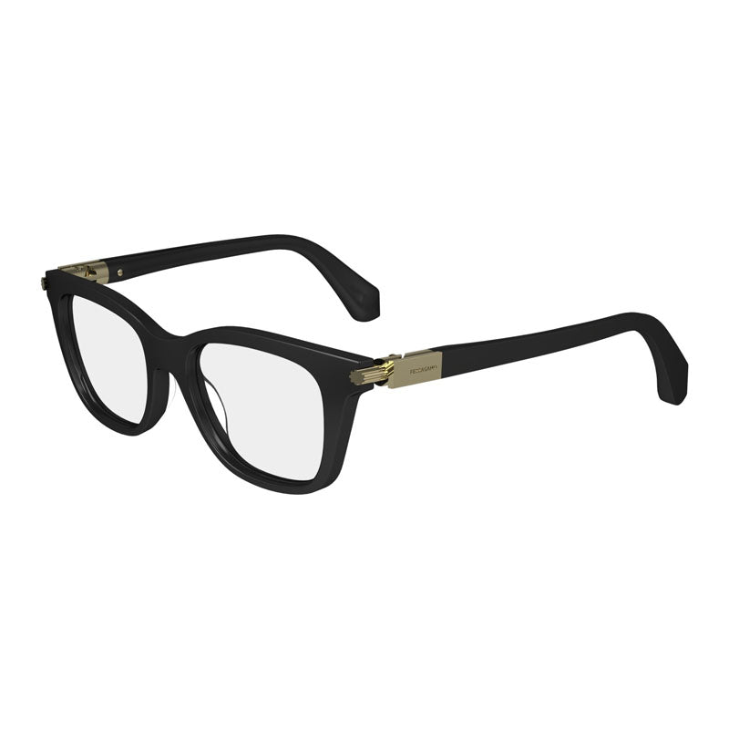 Salvatore Ferragamo Eyeglasses Square Full Rim, Shiny Black Frame and Clear Demo Lens Lens SF2973001